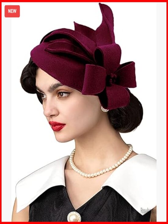 Accessories - Vintage Wool Felt Cloche Fedora Hat Winter Church Wedding Derby